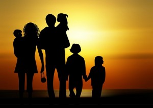 FAMILY WITH SUNSET